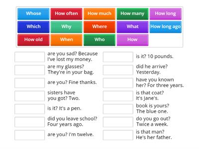 Question words. Level 3