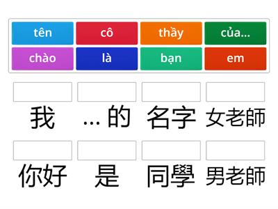  越南語第一冊第一課詞彙