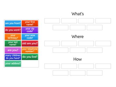 Personal Information Question Words 