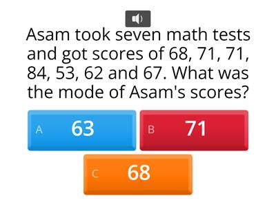 Mean, Median, Mode, Range Quiz