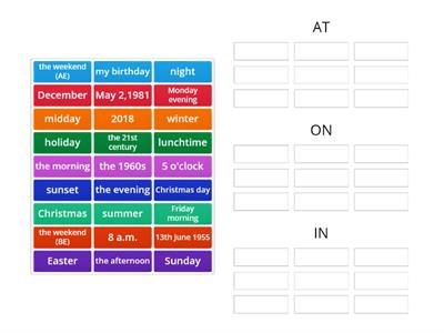 Prepositions of Time (IN-ON-AT)