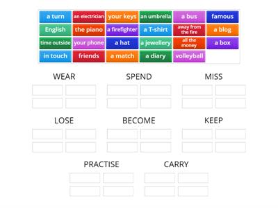 KET - PART 2 - verbs - sort out