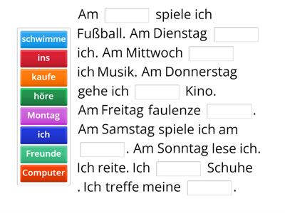 Wochentage und Aktivitäten Alles Deutsch 6 kap 