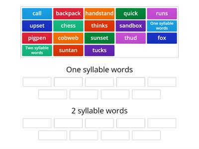 One Syllable and Two Syllable Words