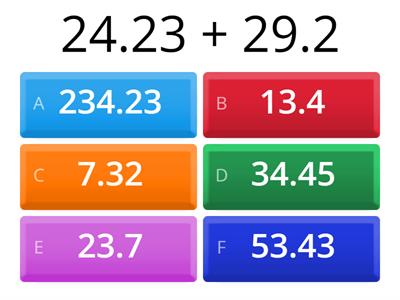 Math adding and subtracting decimals