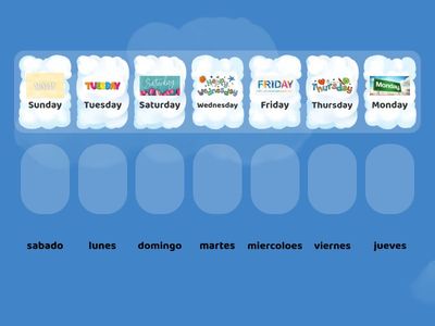 Spanish Days of the Week Matching