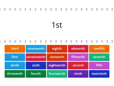 Ordinal Numbers: 1 - 20