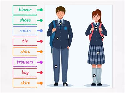 School uniform English ESL vocabulary words