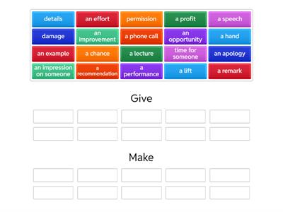 Give and make collocations