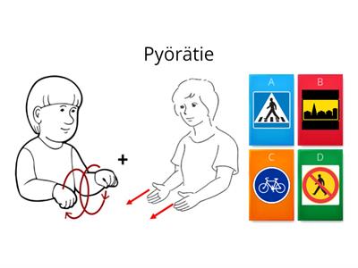 Viittoma. Liikennemerkit. Mikä viittoma sopii liikennmerkkiin (viittomat: papunet.net, merkit ww)