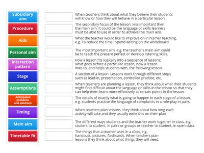 TKT Module 2: Identifying the different components of a lesson plan – Participant’s Worksheet 1