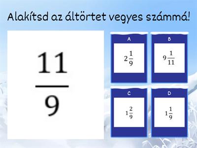 Áltörtből vegyes szám