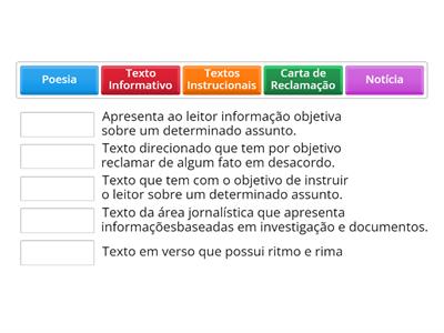 Jogo Gêneros textuais