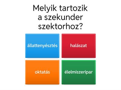 Gazdasági szektorok 6. osztály