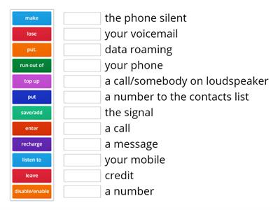 Collocations: using a mobile phone