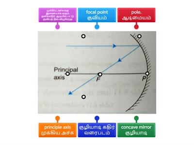 ray diagram of concave mirror குழியாடியின் கதிர் வரைபடம்
