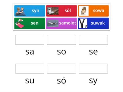 Głoska [s] - wyrazy - nagłos. Połącz sylaby z wyrazami. Powtórz wszystko.