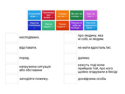 Добери до фразеологізму відповідник. 3 частина.