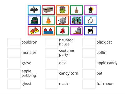 Halloween Vocabulary Activity for kids NUMBER 1