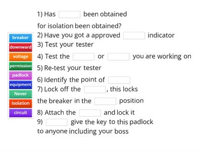 Lock off procedure 