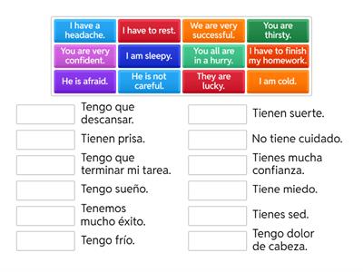 Tener Expressions Match Up
