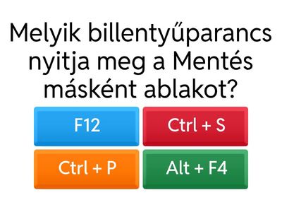 Word Billentyűparancsok 