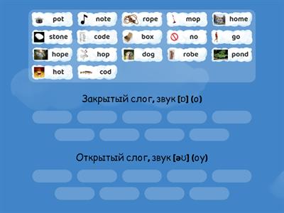 Буква О в открытом и закрытом слоге