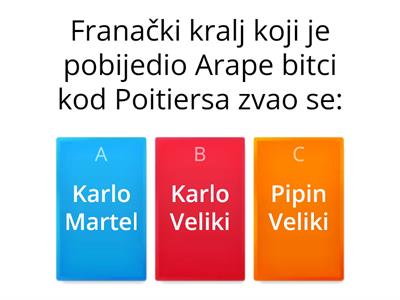 Ponavljanje: Franačka, Arapi, Bizant, predromanika