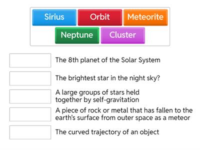 Сопоставить определения (Английский язык. Астрономия. 11 класс)