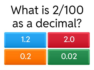 Fractions to Decimals - HUNDREDTHS
