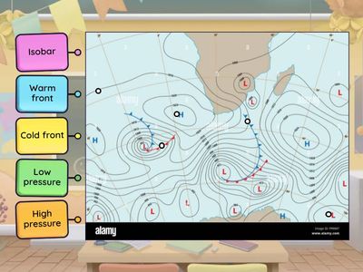 Label the weather map