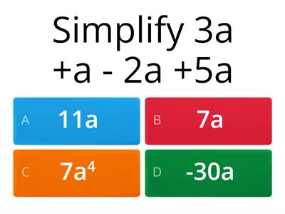 Algebra intro quiz