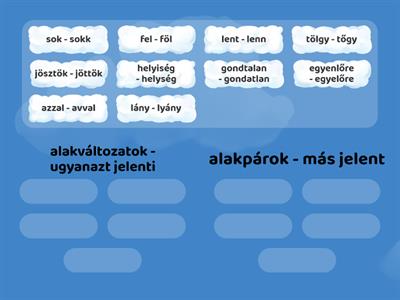 hasonló alakú szavak csoportosítása