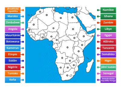 Slepá mapa Afrika státy