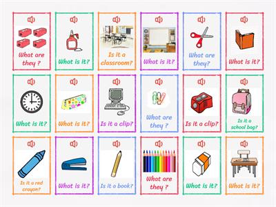 Classroom Objects Flip Tiles