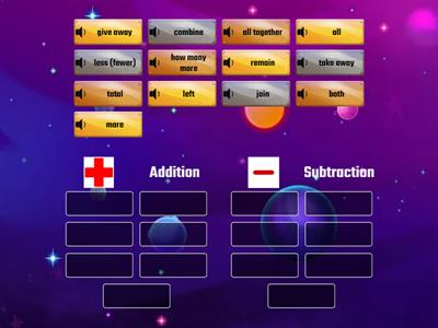 Addition and Subtraction Key Words for Word Problems