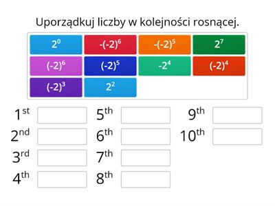 [POTĘGI] Uporządkuj liczby w kolejności rosnącej. #1