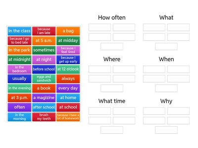Question words sorting