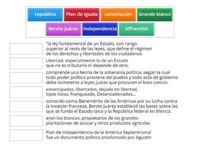 INDEPENDENCIAS LATINOAMERICANA VOCABULARIO