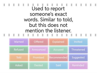 Find the Match Reporting Verbs