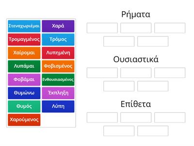 Συναισθήματα-Ουσιαστικά,Ρήματα,Επίθετα