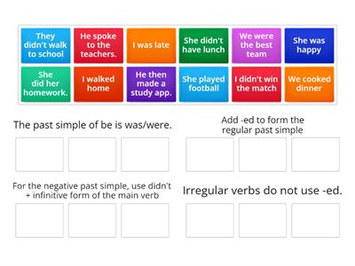 Past simple a2 gold experience sort