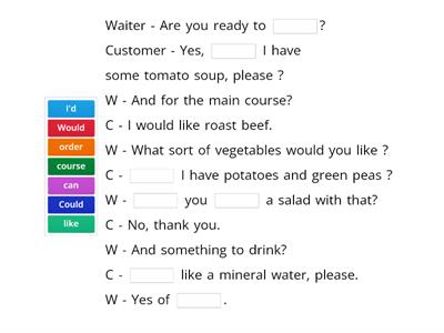 Order in a restaurant