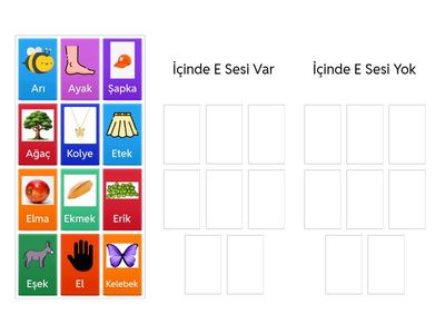 E Sesi Olan Nesneleri Gruplandıralım