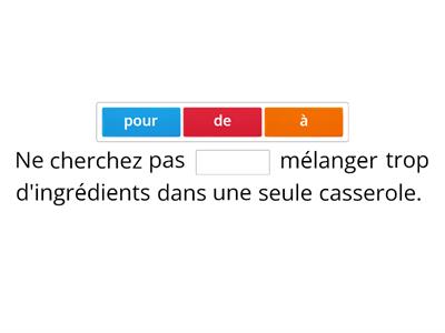 Les verbes d'action pour cuisiner