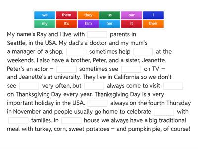 Pronouns (personal, possessive and object)