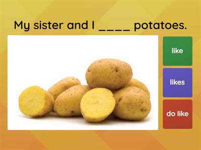 Like/ likes/ do/ does (+/-/?).