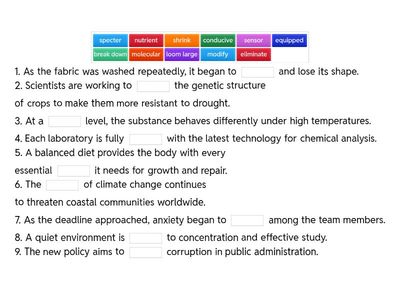 Vocabulary review pp 36-39 A