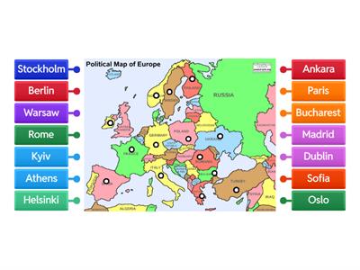 ESOL Capitals of Europe - Label the map