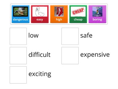 match the adjectives to their opposites